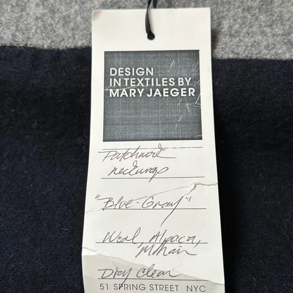Mary Jaeger Patchwork Scarf Women’s Size 53”L 9”W Blue/Gray Wool Alpaca mohair